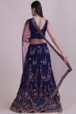 Embroidered Taffeta Silk Navy Blue Lehenga