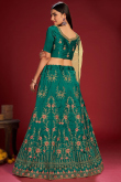 Embroidered Taffeta Silk Peacock Green Lehenga