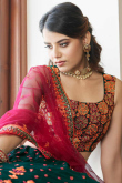 Embroidered Teal Green Georgette A- Line Lehenga for Wedding & Party