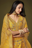 Embroidered Turmeric Yellow Silk Lehenga Choli For Hadi 