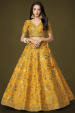 Embroidered Turmeric Yellow Silk Lehenga Choli For Hadi 