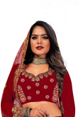 Lehenga in Velvet Dark Maroon with Dori Embroidery for Party 