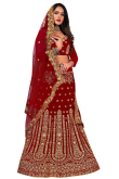 Lehenga in Velvet Dark Maroon with Dori Embroidery for Party 