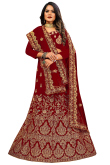Stone Work Wedding Wear Lehenga in Maroon Velvet