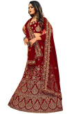 Stone Work Wedding Wear Lehenga in Maroon Velvet