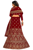 Stone Work Wedding Wear Lehenga in Maroon Velvet