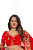 Red A Line Wedding Wear Lehenga in Velvet