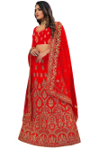 Red A Line Wedding Wear Lehenga in Velvet