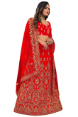 Red A Line Wedding Wear Lehenga in Velvet