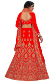 Red A Line Wedding Wear Lehenga in Velvet