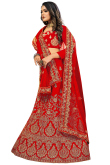 Lehenga in Velvet Red with Dori Embroidery for Sangeet