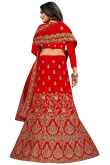 Lehenga in Velvet Red with Dori Embroidery for Sangeet