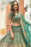 Emerald Green Banglori Silk Wedding Lehenga Choli