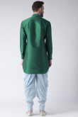 Emerald Green Dupion Silk Embroidered Straight Cut Men's Kurta Dhoti 