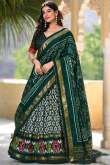 Emerald Green Foil Printed Tussar Silk Flared Style Chaniya Choli