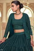 Emerald Green Georgette A-Line Party Wear Lehenga