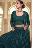 Emerald Green Georgette A-Line Party Wear Lehenga