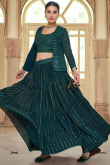 Emerald Green Georgette A-Line Party Wear Lehenga