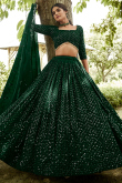 Emerald Green Georgette Lehenga with Sequins for Mehndi