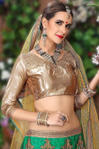 Emerald Green Net A-Line Embroidered Lehenga