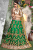 Emerald Green Net A-Line Embroidered Lehenga