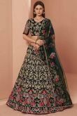 Emerald Green Net Embroidered Wedding Wear Lehenga