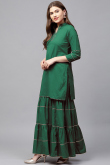 Emerald Green Rayon Gota Lace Embroidered Kurti