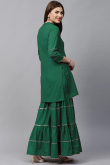 Emerald Green Rayon Gota Lace Embroidered Kurti