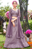 Ethnic Sequins Embroidered Net Lehenga In Dusty Mauve 