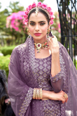 Ethnic Sequins Embroidered Net Lehenga In Dusty Mauve 