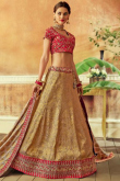 Fancy Beige Jacquard A-Line Lehenga