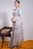 Fancy Georgette Light Grey Sequins Embroidered Saree 