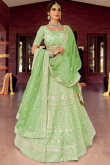 Fancy Pistachio Green Organza Embroidered Lehenga
