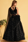 Faux Mirror Embroidered Black A Line Net Lehenga