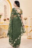Fern Green Net Saree with Stone Work for Wedding