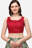 Fern Green Silk Digital print A-Line Style Lehenga
