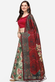 Fern Green Silk Digital print A-Line Style Lehenga