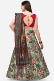 Fern Green Silk Digital print A-Line Style Lehenga