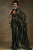 Fern Green Tissue Saree with Shimmer for Mehndi