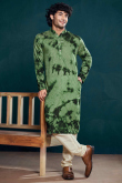 Fern Green Viscose Embroidered Straight Cut Men's Kurta Pajama 
