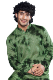 Fern Green Viscose Embroidered Straight Cut Men's Kurta Pajama 