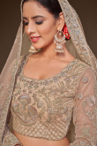 Festival Wear Beige Net Embroidered Lehenga 