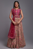 Festival Wear Dusty Pink Viscose Printed Lehenga