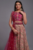 Festival Wear Dusty Pink Viscose Printed Lehenga