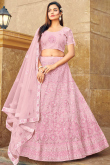 Festival Wear Light Pink Net Embroidered Lehenga 