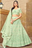 Festival Wear Mint Green Net A- Line Lehenga 