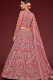 Festival Wear Net Coral Pink Embroidered Lehenga 