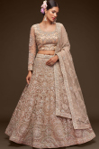 Festival Wear Net Cream Embroidered Lehenga 