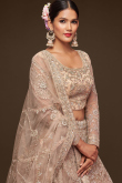 Festival Wear Net Cream Embroidered Lehenga 