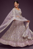 Festival Wear Net Light Purple Embroidered Lehenga 